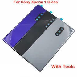 Gorilla Glass Back Lid For Sony Xperia 1 Hard Battery Cover Rear Door Housing Panel Case Shell With Camera Lens Adhesive