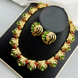 Medieval court style color rhinestone geometric necklace senior luxury real gold heavy collarbone chain women's banquet jewelry