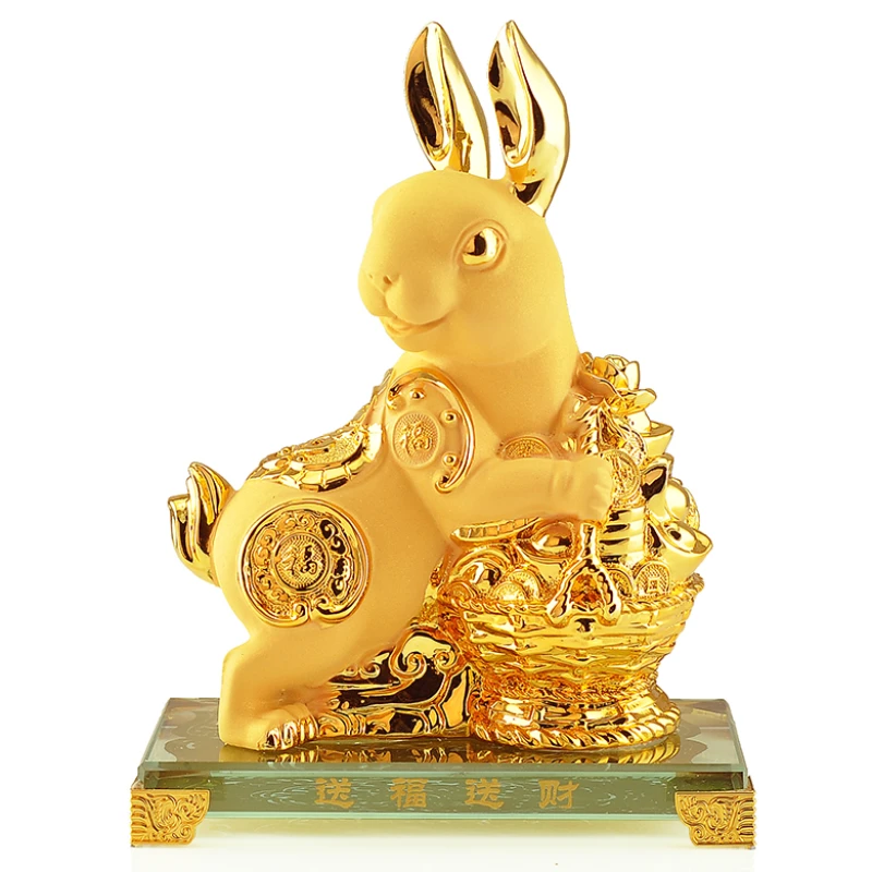 

1pc Resin Twelve Zodiac Rabbit Ornaments Living Room Home Decoration Feng Shui Ornaments Opening Gifts Absorb Wealth Figurine