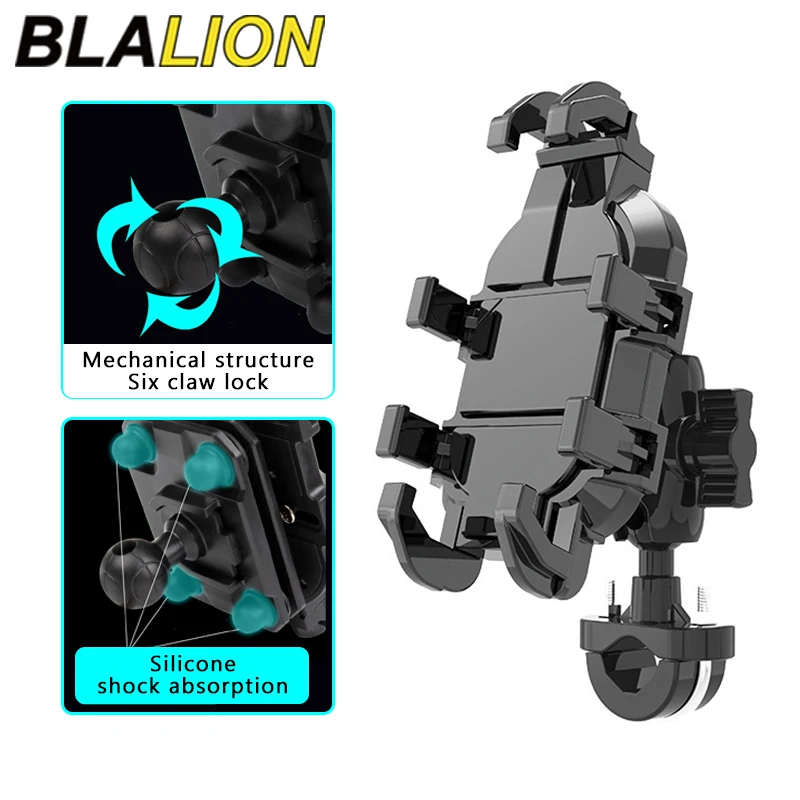 

BLALION Motorcycle Riding Shock Absorption Mobile Phone Bracket Eight Claw Fixed Bracket for 4.7-7.1 inch Smartphone Shockproof