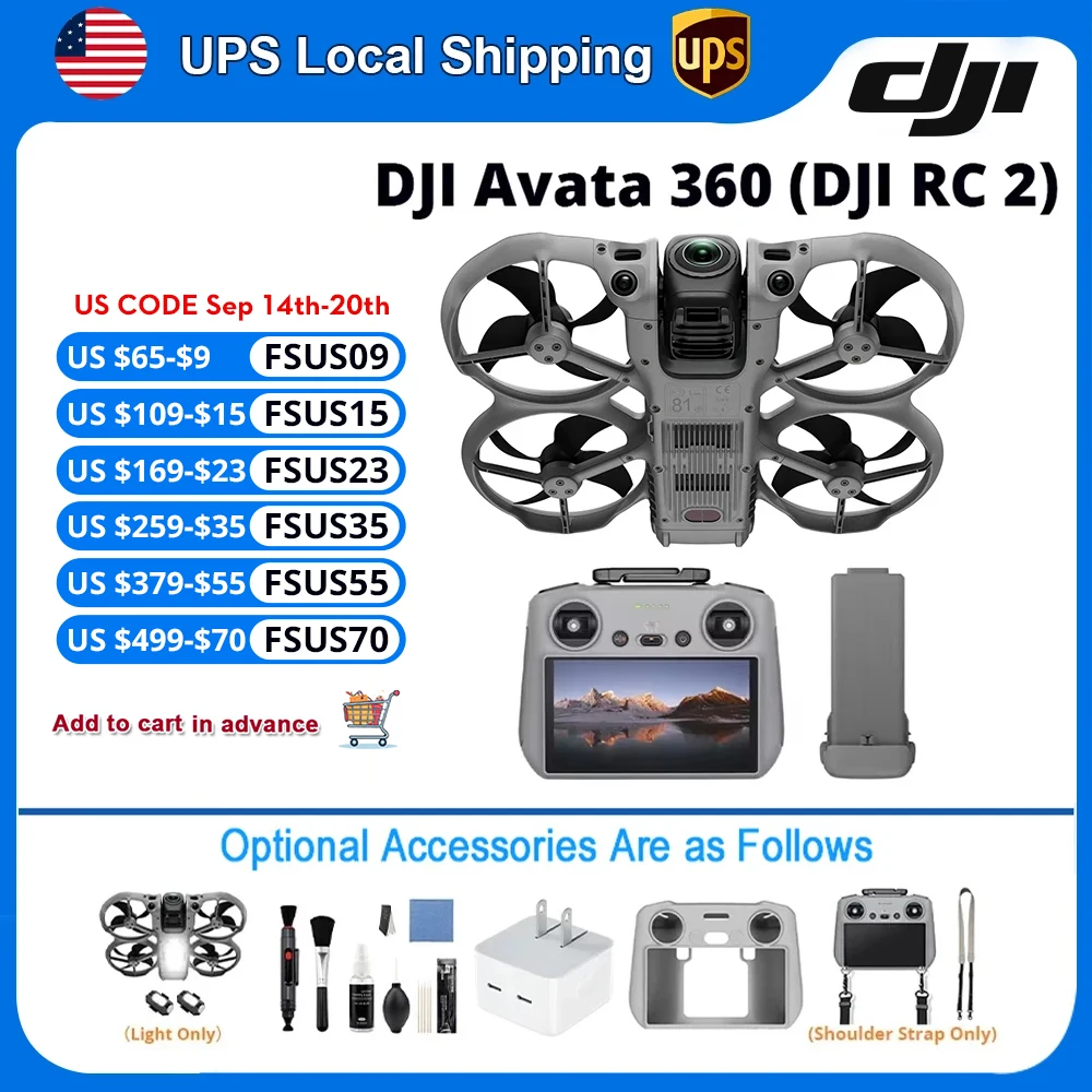 DJI Avata 360 with RC2 Remote Controller Drones with a Camera 4K Professional Imaging Drone with Optional Accessory Beginner-Friendly & Safe Ultra-Wide Stabilization 3-Battery Combo for Extended Flights