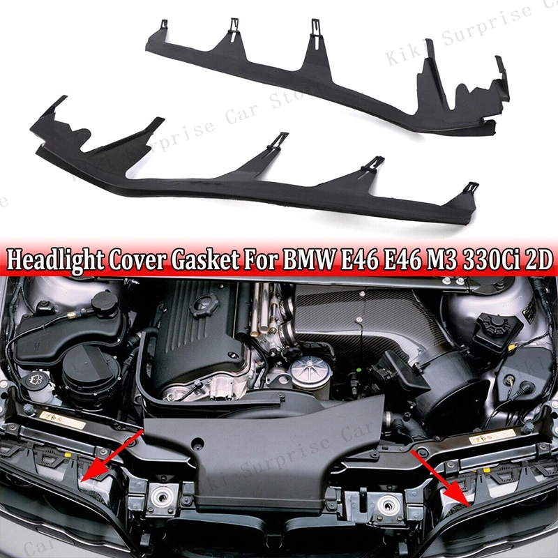 Headlight Cover Gasket Headlight Inserts Headlight Sealing Strip for BMW 3 Series E46 M3 2001-2006 63128384489 63128384490