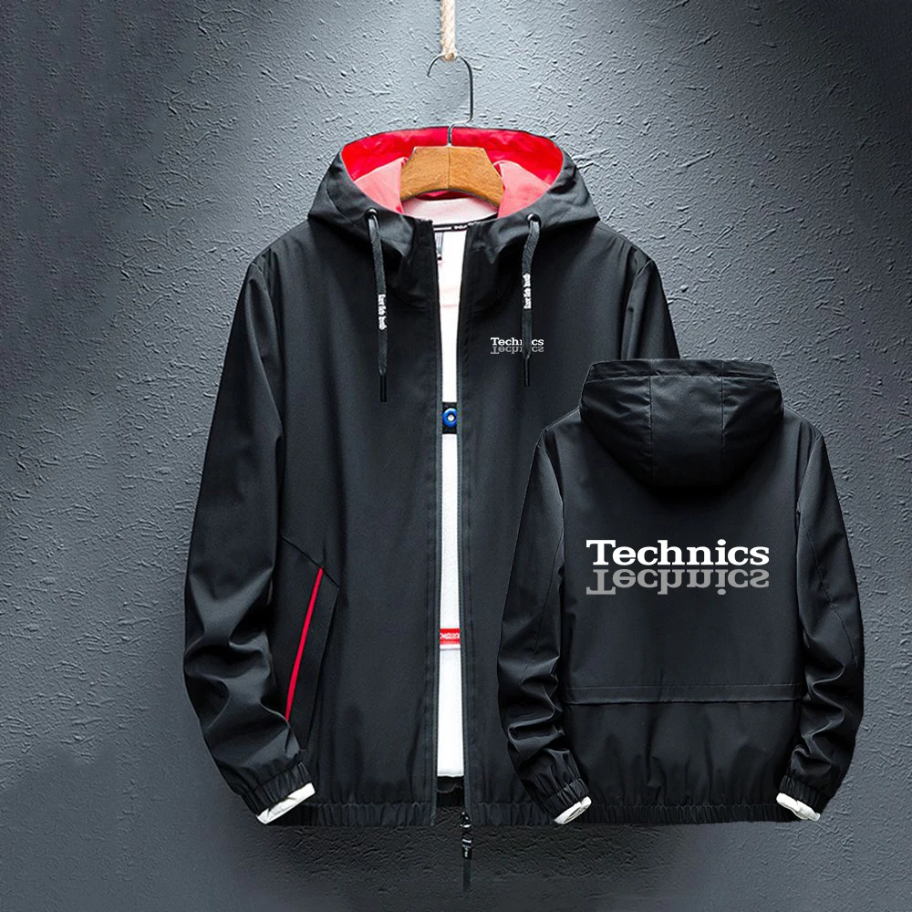 

New Technics Men Dj 1200 Turntable Music Print Spring Autumn Streetwear Casual Windbreaker Zipper Jackets Solid Color Man Hoodie