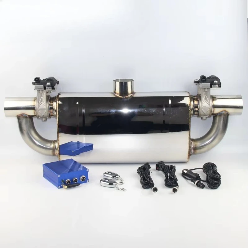 304 الفولاذ المقاوم للصدأ خمار ماسورة العادم 51 مللي متر 63mm70mm76mm كاتم الصوت الإلكتروني صمام التحكم كاتم صوت العادم