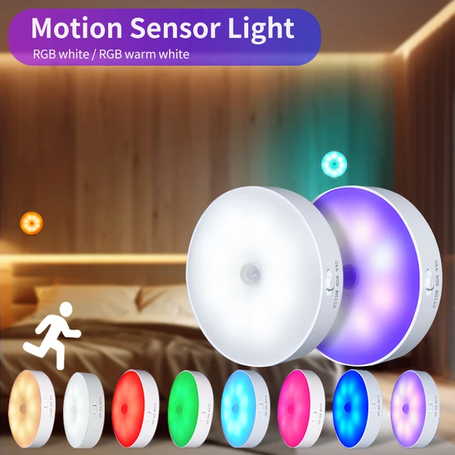 Lampka nocna LED z czujnikiem ruchu Akumulatorowa lampka nocna RGB do szafy kuchennej Podświetlenie szafy na klatce schodowej Bezprzewodowe oświetlenie szafki