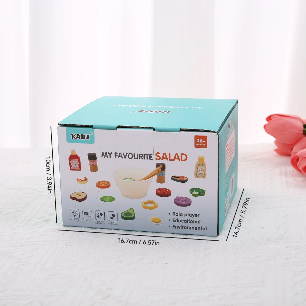 Küche Rollenspiel Spielzeug Simulation Lebensmittel Zubehör Pizza Salat Dessert Set Lernspielzeug für Kleinkinder ab 3 Jahren