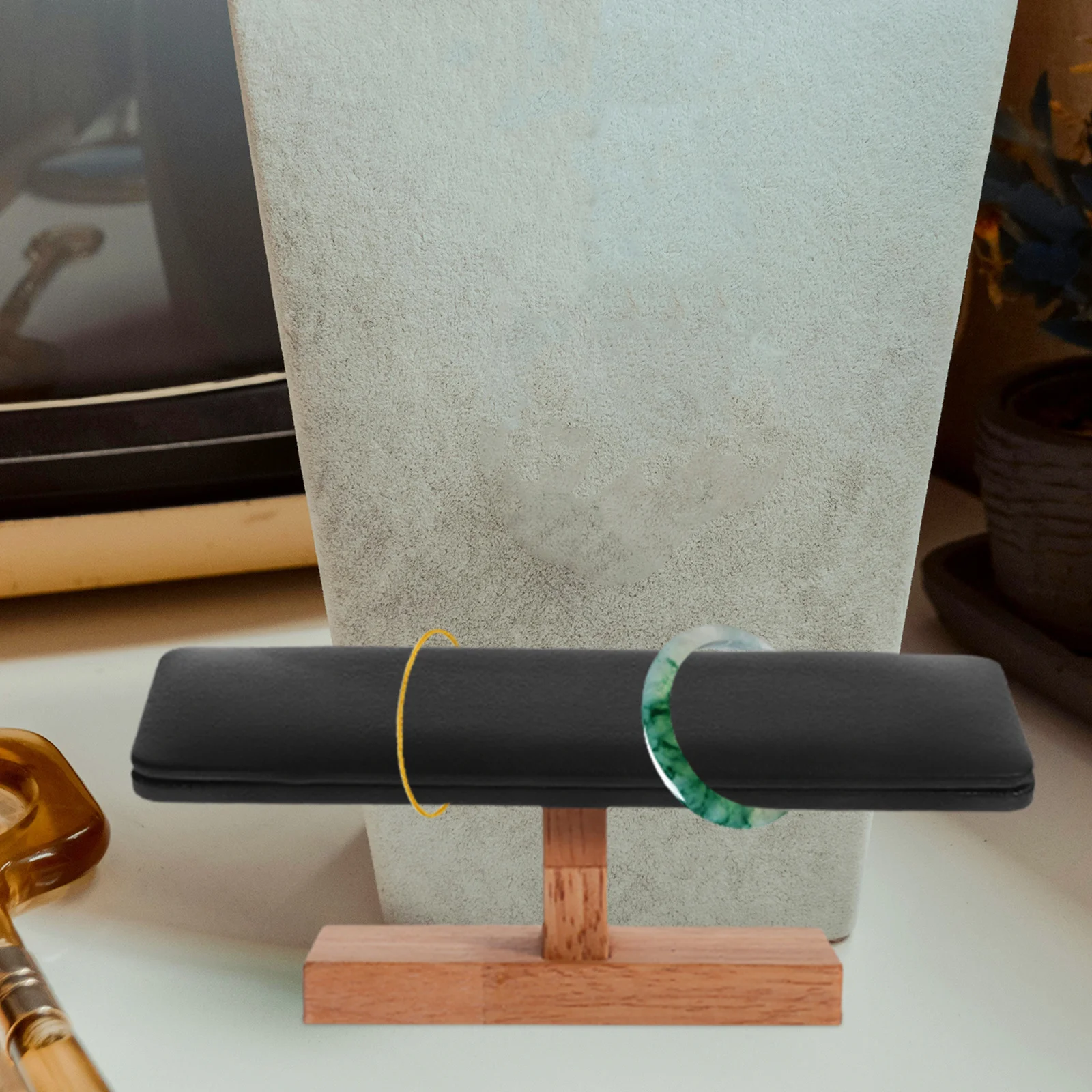 

Wooden Bracelet Display Stand T-Shaped Jewelry Holder For Watches Scrunchies Tabletop Desktop Storage Rack