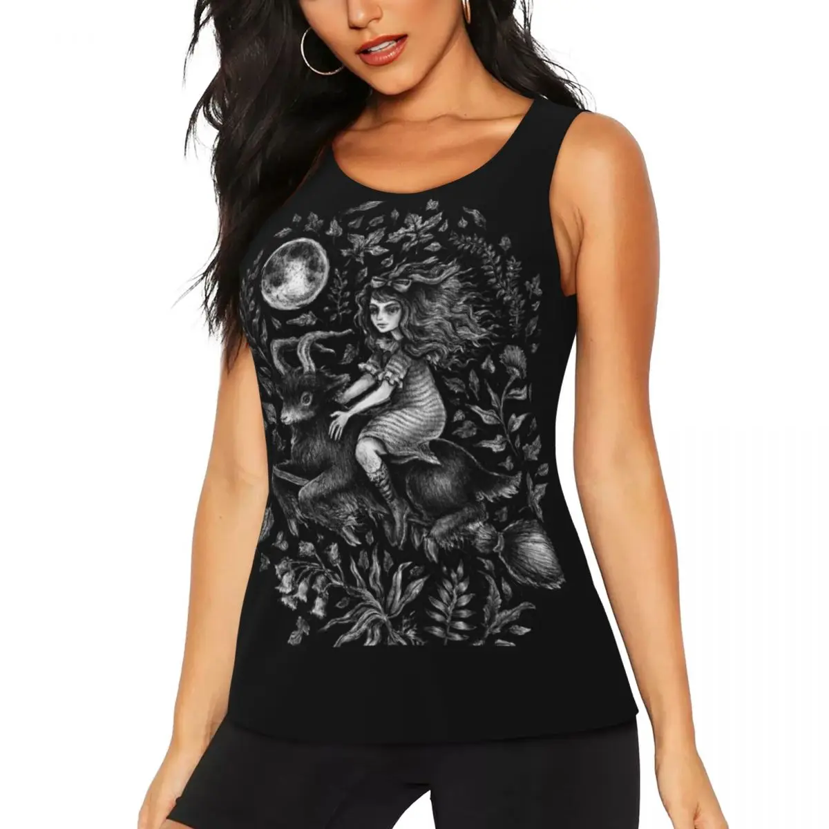 Custom VVITCH Workout Tank Tops Women's Magic Halloween Witch Cool-Dry Sleeveless Yoga Shirt