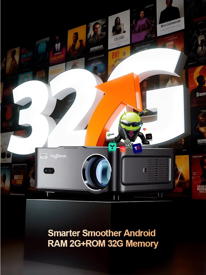ThundeaL TD98 ミニフルHD 1080Pポータブルプロジェクター Android 2K
