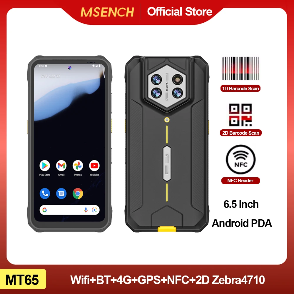 6.5Inch Rugged Android 14 PDA with NFC GMS Fast Charging IP68 Waterproof ATEX Outdoor Mobile Data Collector with Barcode Scanner