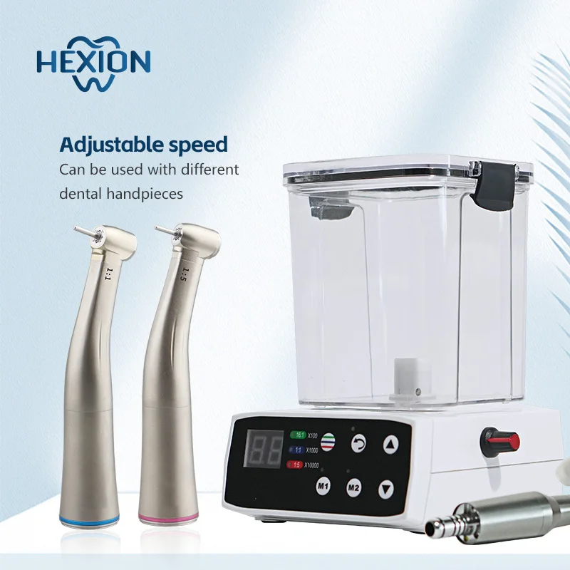 HEXION Brushless Dental Micromotor - Built-in Water Tank & LED Handle - 2/4Hole, Foot Control - 1:1/1:5/16:1 Low-Speed Handpiece