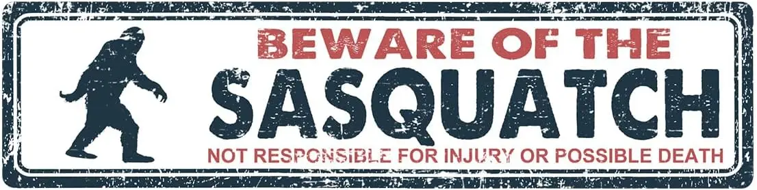 Sasquatch Tin signs, Vintage metal warning signs,Beware of Sasquatch signs,Sasquatch enthusiast Gifts, Fun Bigfoot Wall Art, Hom