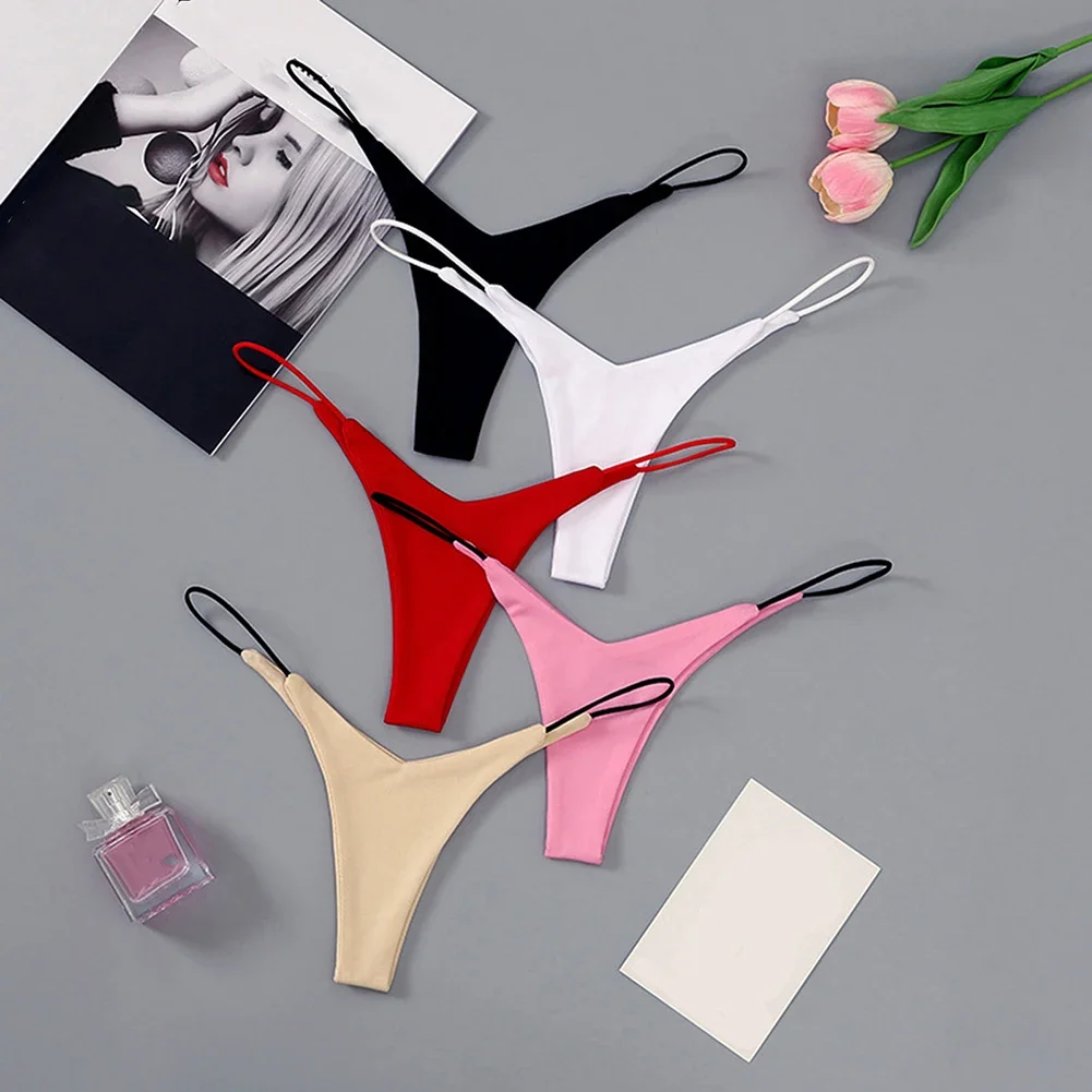 

Sexy Women's Underwear Low Waist Deep V Thongs G-Strings Panties Elastic Briefs Comfortable Bikini One Size