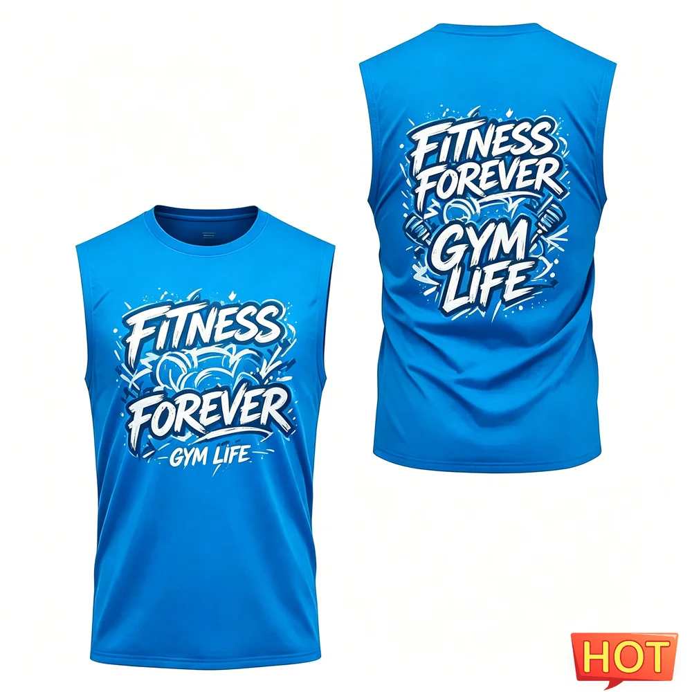 fitness vest Summer letter print Men's Sleeveless T-shirt quick-dry men t-shirts and tank tops Gym cheap T-shirt clothes for man