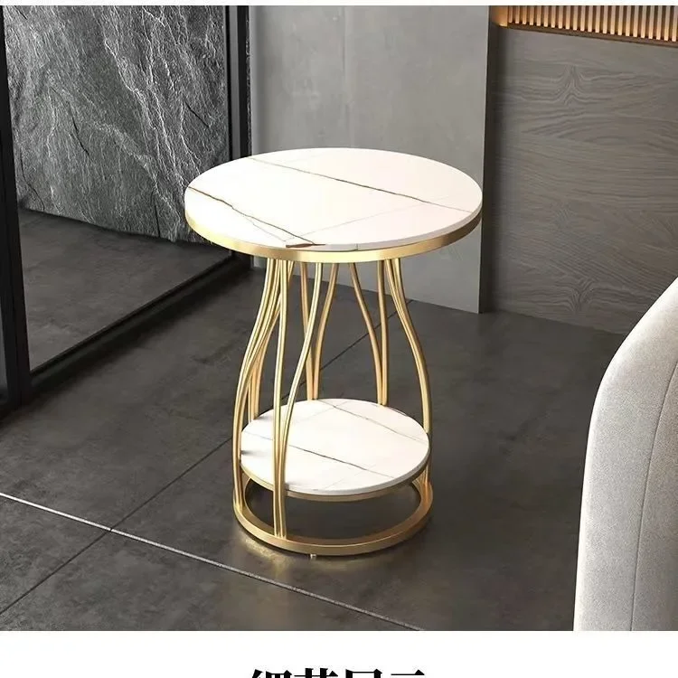 Minimalist side table, light luxury, simple modern Nordic small round table, sofa, slate small coffee table, side cabinet