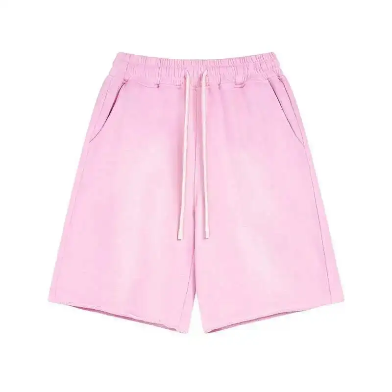 IEFB Spray Dye Washed Male Two-piece Set Light Brushed Short Sleeve T-shirt Elastic Waist Shorts Couple New Fashion Suit - Image 4