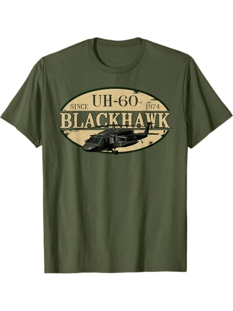 

UH-60 Helicopter Vintage Design-100% cotton summer casual T-shirt with short sleeves for men.