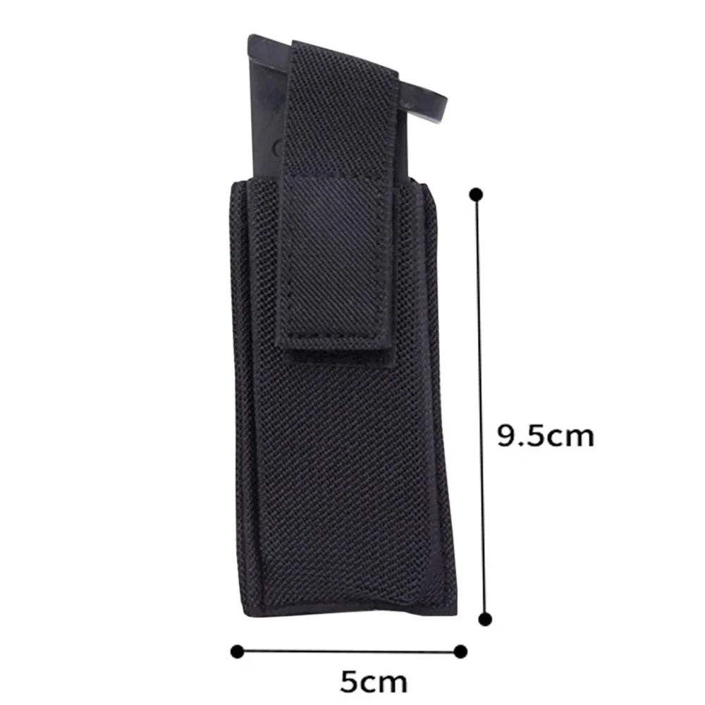 9mm Pistol Magazine Pouch Concealed Carrier Extra Single Pistol Magazine Carrier Horizontal Pouch with Safety Hook and Loop