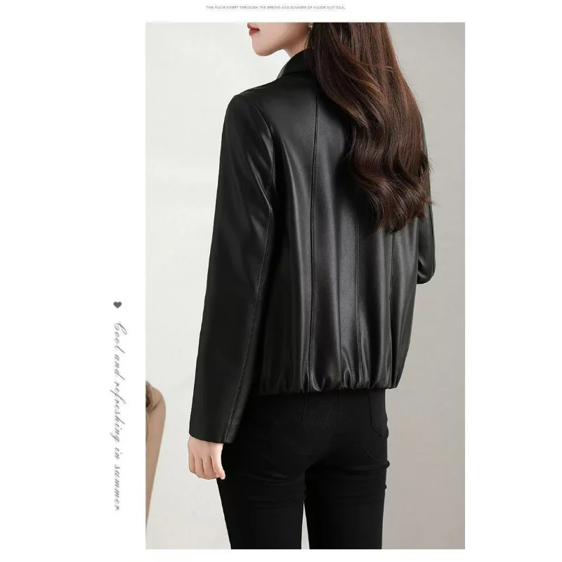 Herfst en winter nieuwe PU-leren jas Vintage dames nieuwe casual mode korte elegante jas All Match chique top