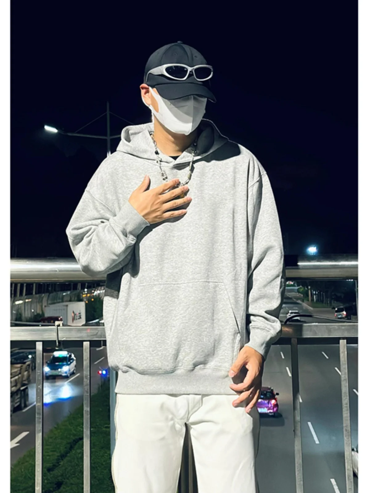 

White ey Hoodie Men's Spring Autumn American Trendy Heavyweight Casual Overhead Jaet Premium Feel Cool Leisure Outerwear