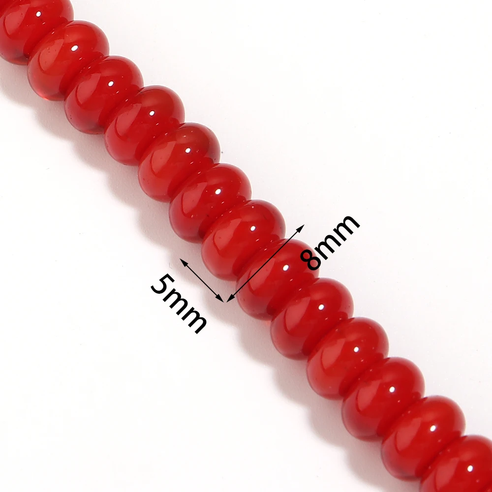 1 String 5x8mm Imitation Jade Glass Beads Solid Color Abacus Flat Round Loose Beads For Jewelry Making DIY Bracelets Necklace