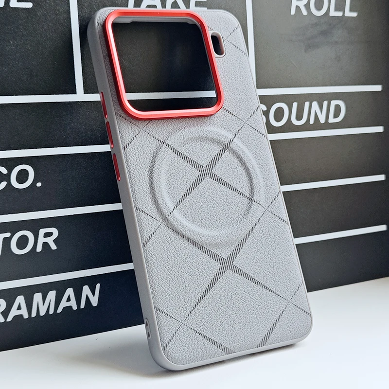 

Чехол для Xiaomi Mi 15 Pro, модный чехол из искусственной кожи, магнит Magsafe, защитная задняя крышка для Xiaomi Mi 15 Pro Shell