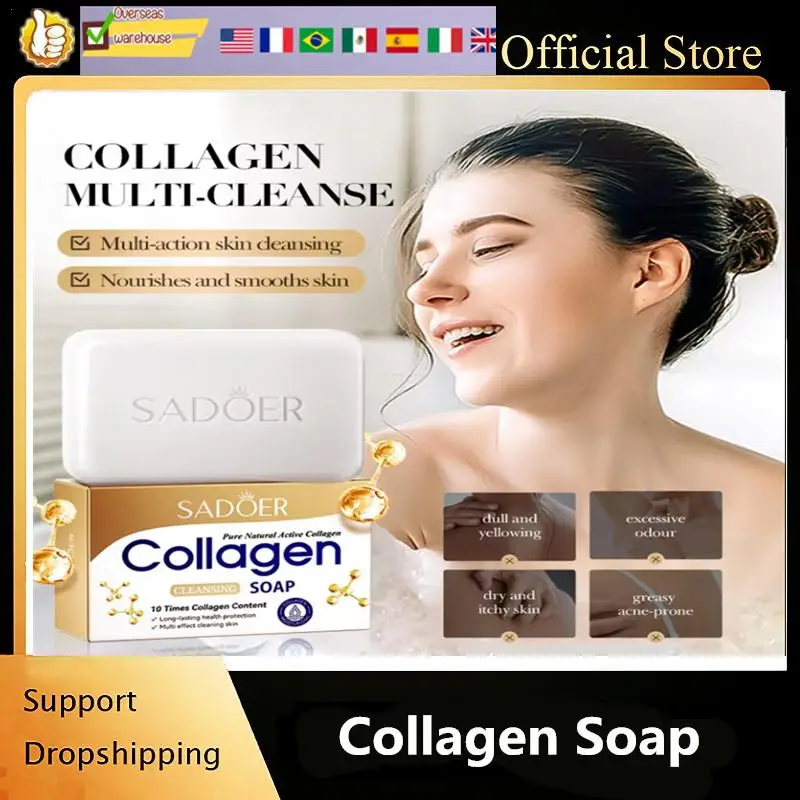 100g Collagen Ossein Facial Soap Face Wash Foam Facial Cleanser Moisturizing Oil Control Body Bathing Handmade Soap