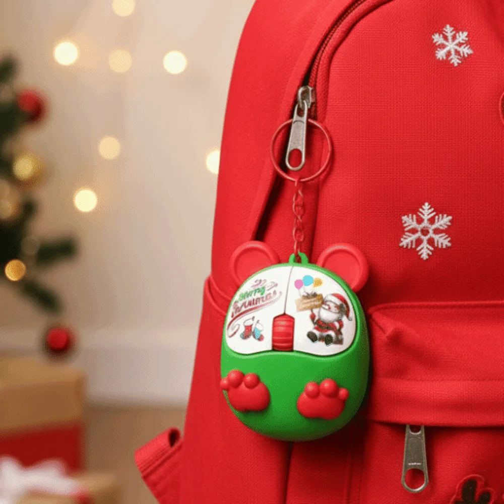 Light-emitting Glowing Christmas Key Chain Clickable Pocket-sized LED Mouse Clicker Auditory-feedback Lightweight
