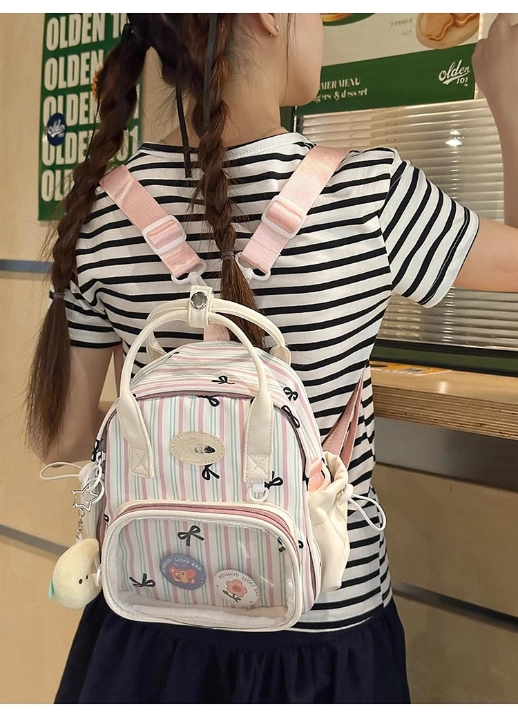 2D Japanese Original Lolita Backpack Daily Versatile Sweet Campus Large Capacity College Style Plaid Women's Bag