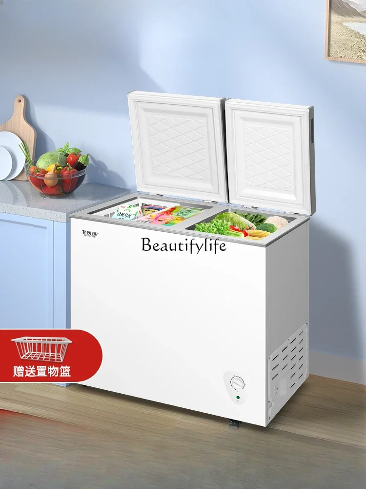 191L Double Temperature Freezer Small Double Door Frozen and Fresh-keeping Energy-saving Dual-purpose Freezer