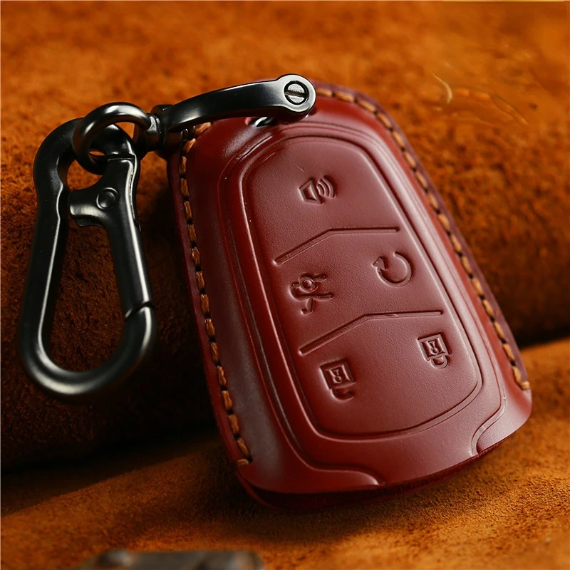 

1 PCS Genuine Leather Key Case Cover Holder Shell For Cadillac ESV Escalade CTS XTS SRX ATS 2015 2016 2017 2018 CT5 XT5 XT6