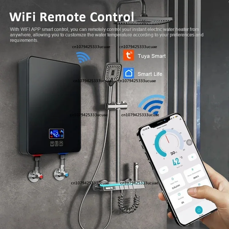 220V 6kw Instant Tankless Bomba Electric De Agua De Ducha for Hotel Use Tankless Water Heater Support Tuya
