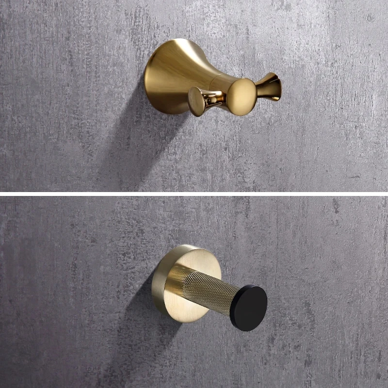 

Полностью медный крючок для одежды и шляп для ванной комнаты, двойной крючок для одежды, крючок для одежды для домашней ванной комнаты в отеле, настенный крючок для одежды