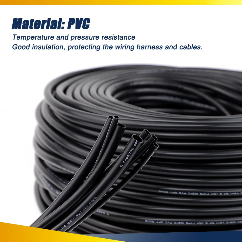 2/5/10m Black Non-shrink PVC Cable Hose ID 1mm -20mm Soft Temperature Resistant 600V PVC Insulated Protective Wire Pipe ﻿