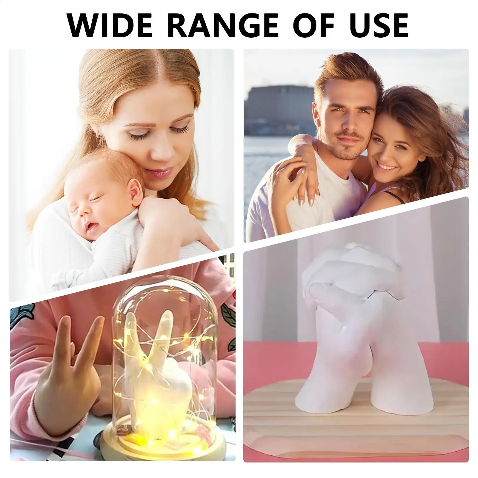 Handmade Plaster 3D Mold Casting Kits for Couples Romantic DIY Keepsake Sculpture Mould Craft Set with Gloves Memorial Gift