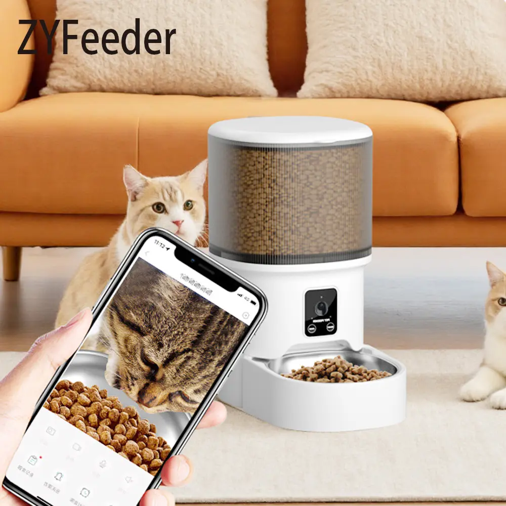 4L USB 스마트 버튼 WIFI 앱 비디오 펫 피더 자동 고양이 사료 디스펜서 그릇 강아지 슬로우 푸드 피더 타이머 카메라 피더 포함