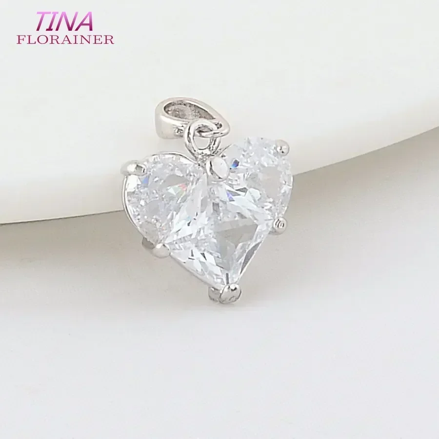 10.5mm 14MM 14K Gold Color Brass with Zircon Heart Charms Pendants Necklace Earrings Jewelry Making Supplies Accessories