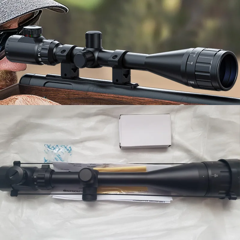 

6-24x50 AO Rifle Scope for Hunting 5 Level Red and Green lllumination Long Range Scope 1 inch Tube SFP With Rings Mount