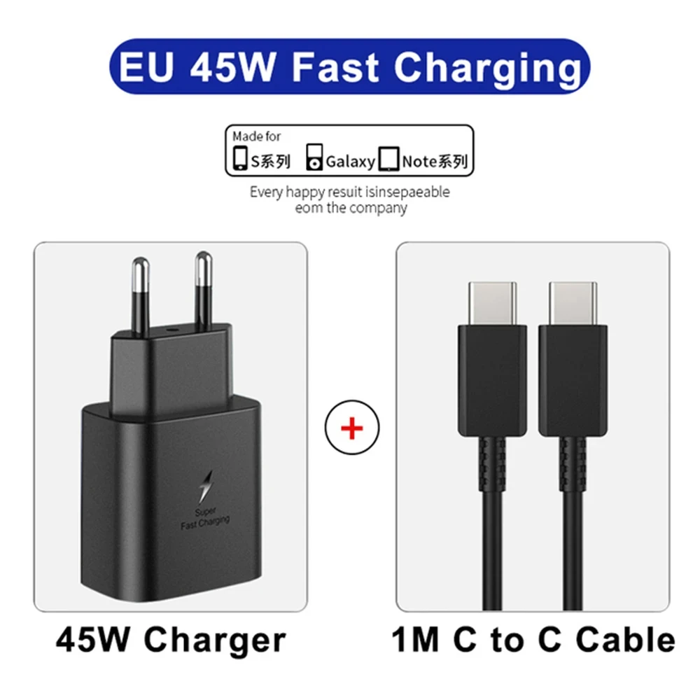 NONE Für Samsung Ladekopf 45 W Superschnellladedatenkabel S8/S9/S10+/S20/S21/S22ultra Flash Charge Typ-C-Verlängerung 5