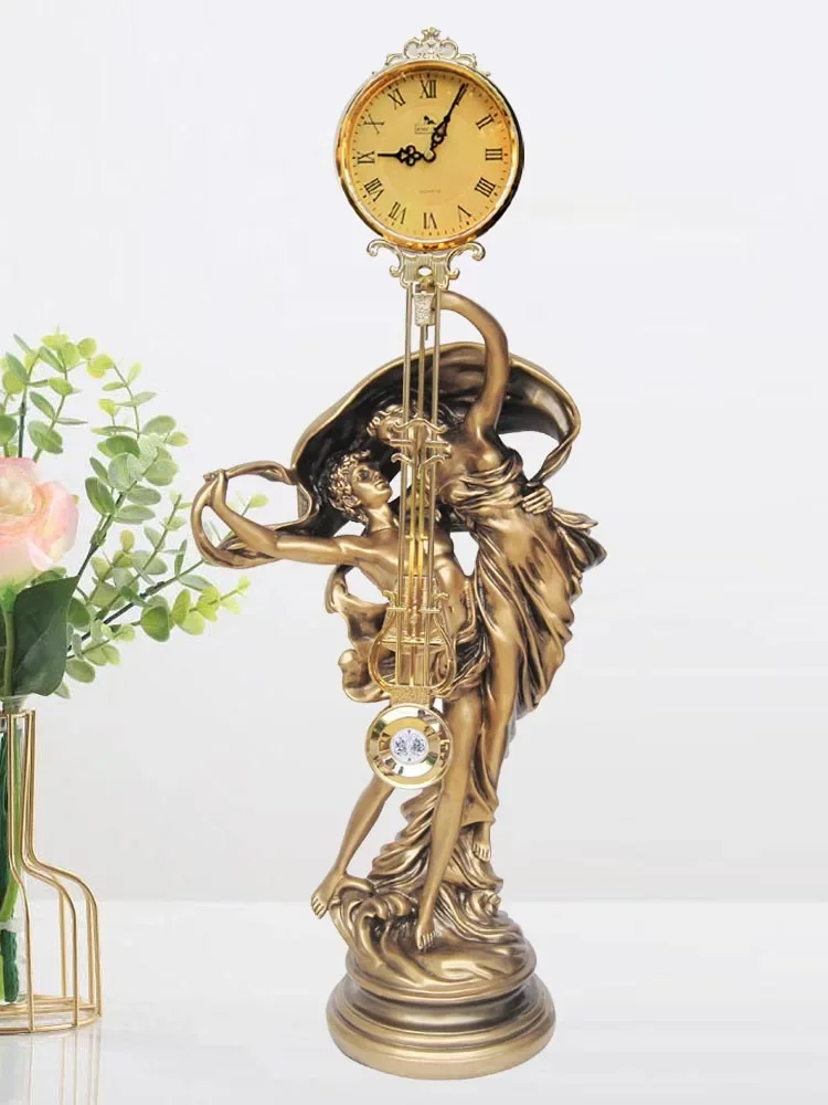 Living Room Mute Clock European-Style Clock Swing Craft Clock Art Decoration Classical Home Decoration Couple Dance Clock
