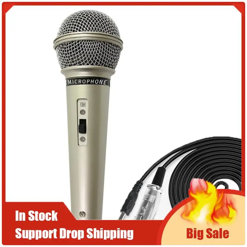 ميكروفون سلكي ديناميكي احترافي لمرحلة الغناء في المنزل كاريوكي ومكبر صوت للكمبيوتر - سهل الاستخدام