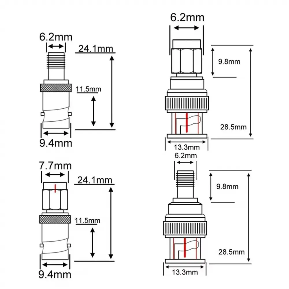 Metal BNC to SMA Adapter Straight Bayonet Coupling BNC Male Adapter Male to Female Threaded Connection SMA Female Adapter