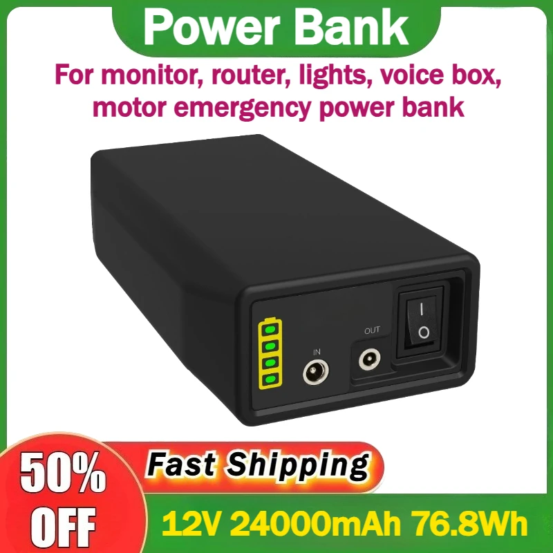 

360 Photo Booth Power Banks Portable LiFePO4 Lithium iron 12V 76.8Wh Power Bank Supply 24000mAh Phone USB DC Battery Hot Sale