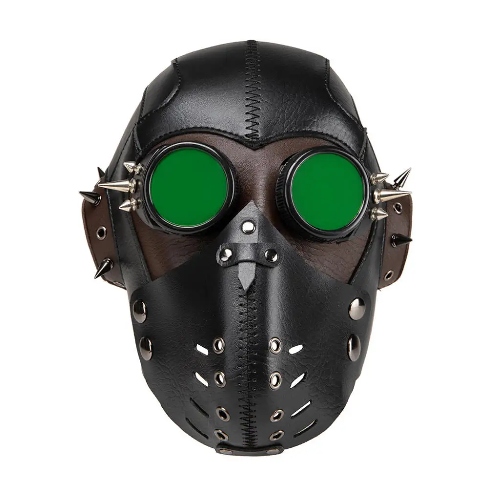 Medieval Style Gas Mask Halloween Theme Party Steampunk Plague Doctor cosplay Headset Unisex Punk Stage Props Green Glasses