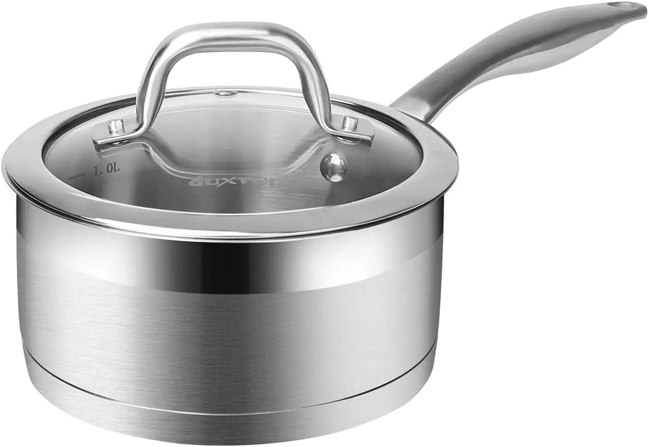 

Professional Stainless Steel Sauce Pan with Lid, Kitchen Cookware, Induction Pot with Impact-bonded Base Technology