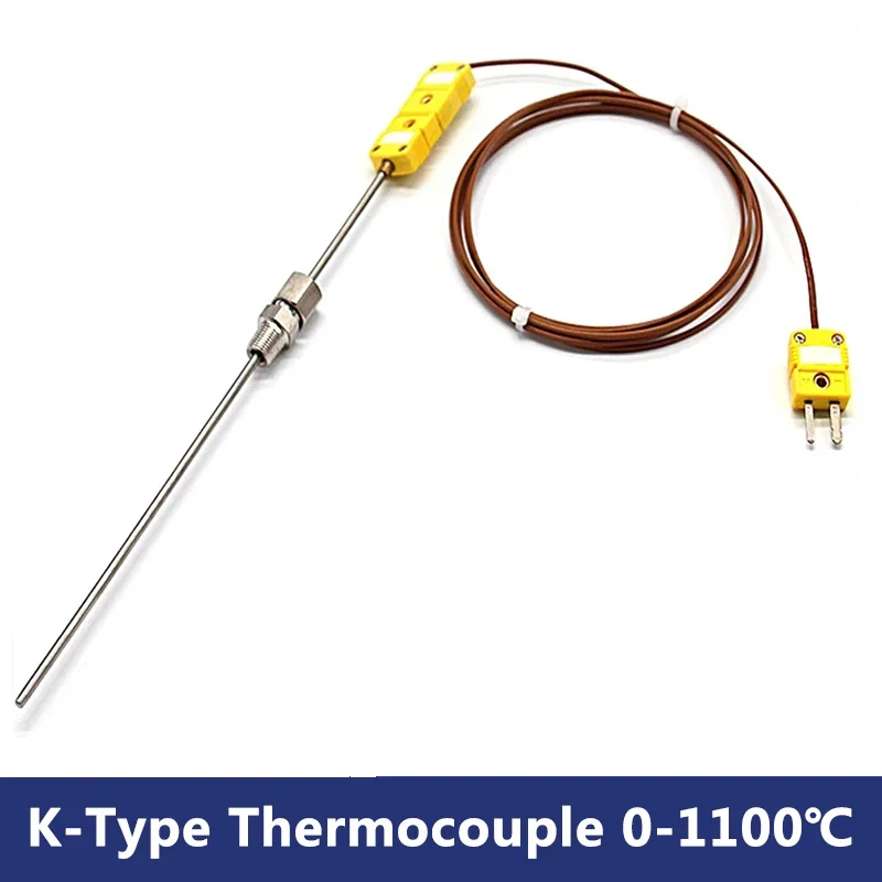 

K-Type Sheathed Thermocouple 0-1100℃,NPT1/8 screw thread, Thermocouple Plug with 2M Compensating lead wire,Temperature Sensor