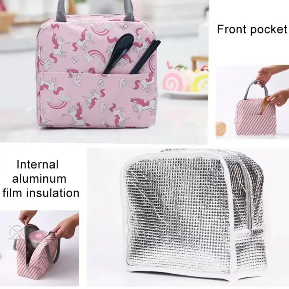 Fiambrera térmica para niños, bolsa de lona para Picnic, viaje, desayuno, escuela y comida