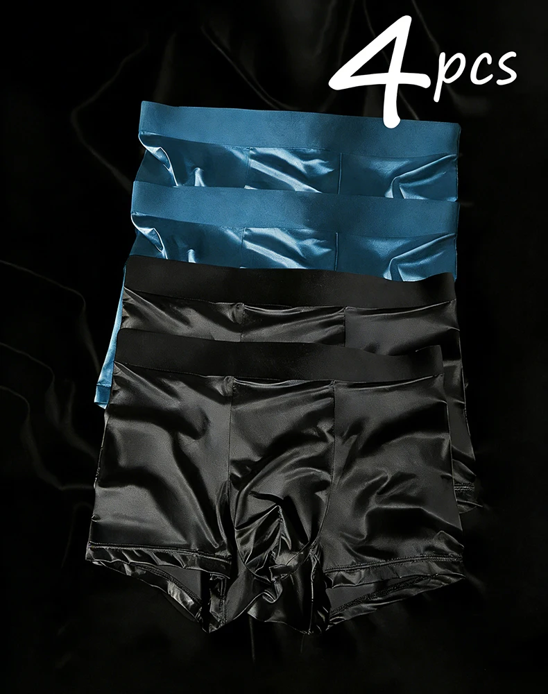 Mens Underwear Boxer Shorts Man Solid Slim Nylon Panties Cueca Middle Waist JJ Pouch Underpants Male Boxers Ropa Plus Size M-XXL