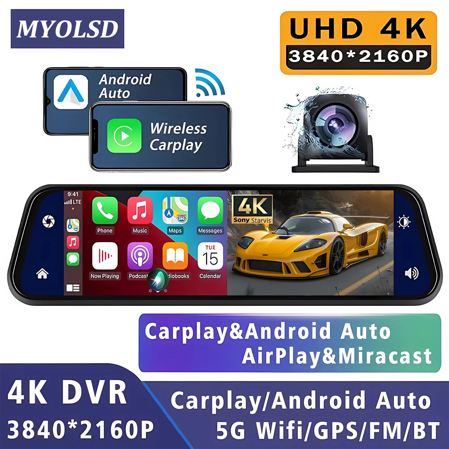 10” 4K Dash Cam Car…