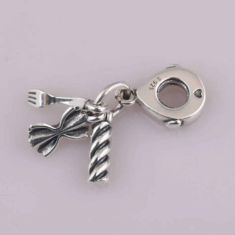 Silver Plated Pendant Bead fit Lady Bracelet Bangle Love Pasta Dangle Charm DIY Jewelry